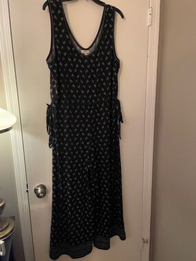 Sleeveless Black Printed Maxi jumpsuit with Side Ties